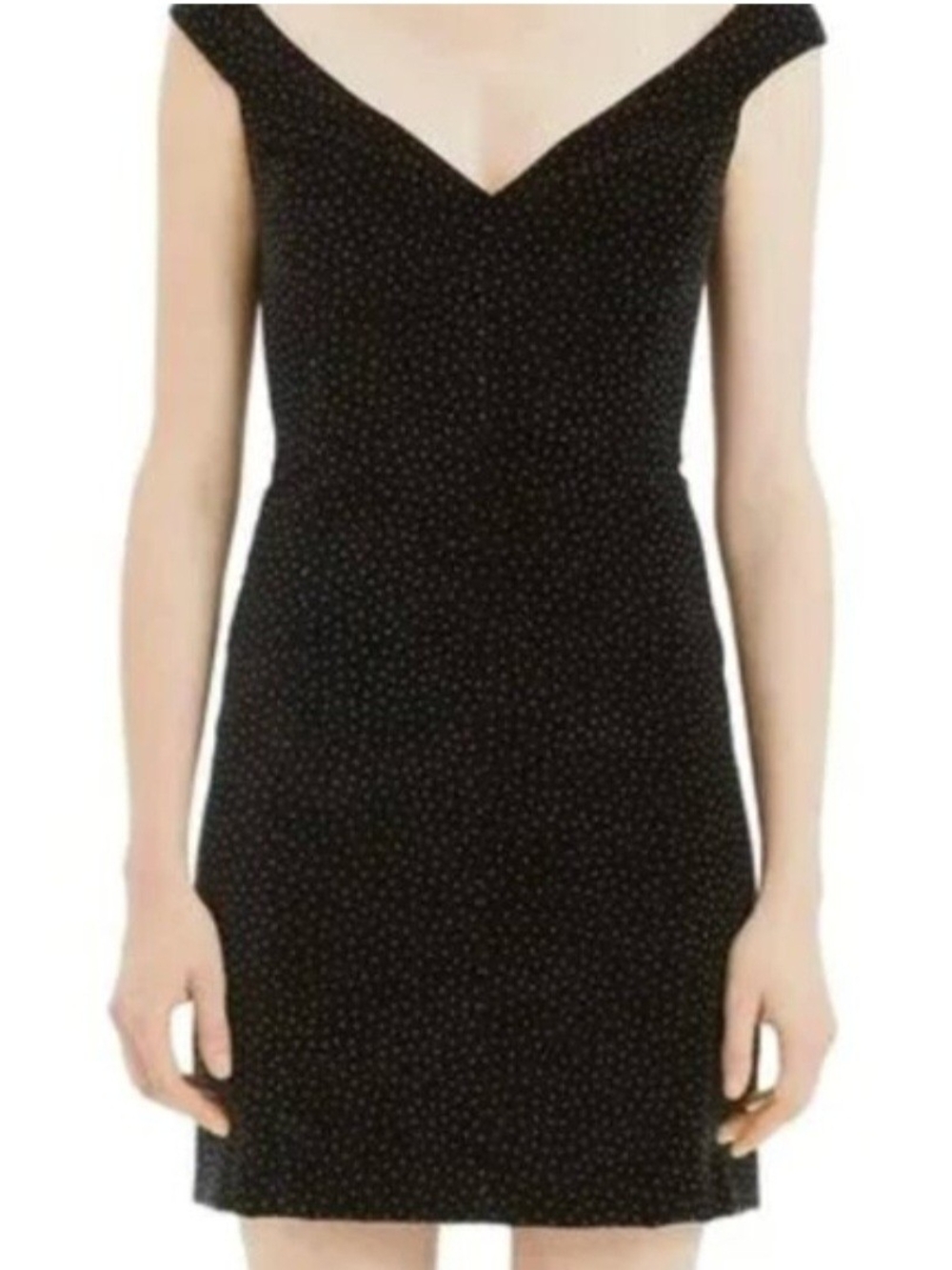 Theory Black One-Shoulder Polka Dot Sheath Dress